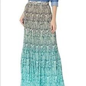AFRM Gray and Brown Tiered Maxi Skirt Resort Wear